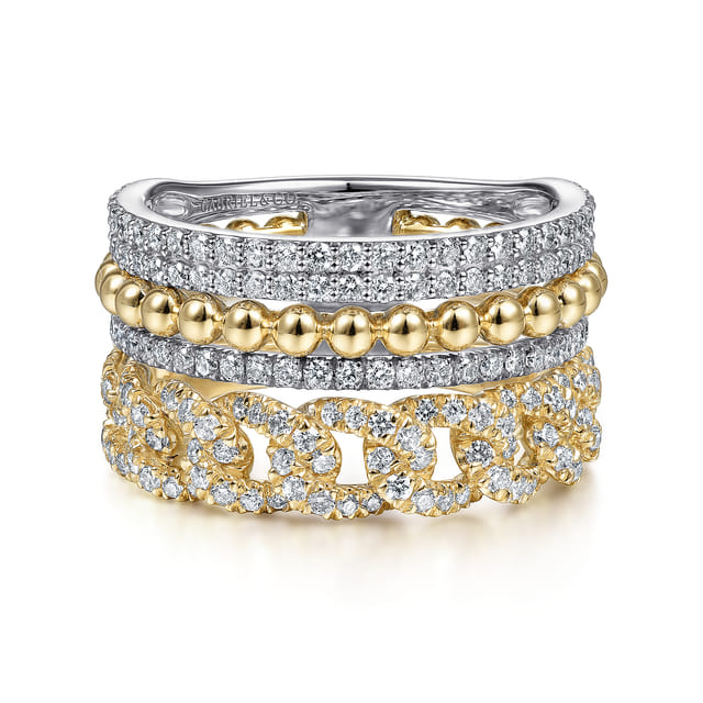 14K White Yellow Gold Diamond Easy Stackable Ring 1ct-Bujukan
