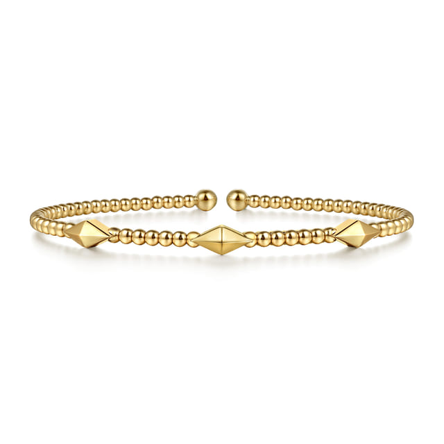 14K Yellow Gold Bujukan Pyramid Stations Bangle