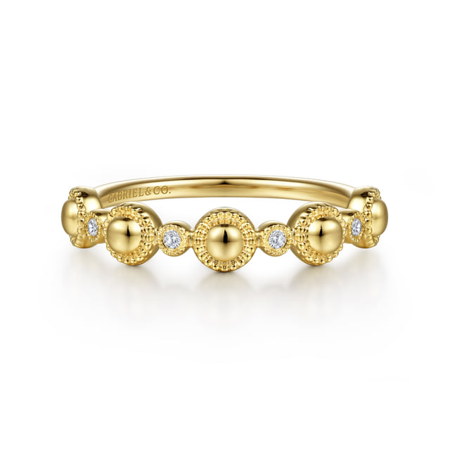 14K Yellow Gold Diamond Bujukan Station Stackable Ring