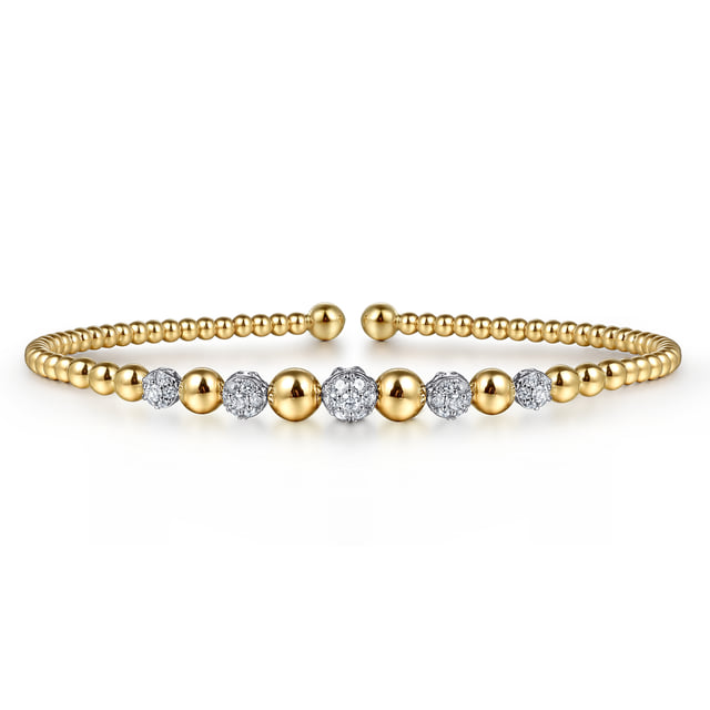 14K Yellow-White Gold Bujukan Diamond Stations Bangle