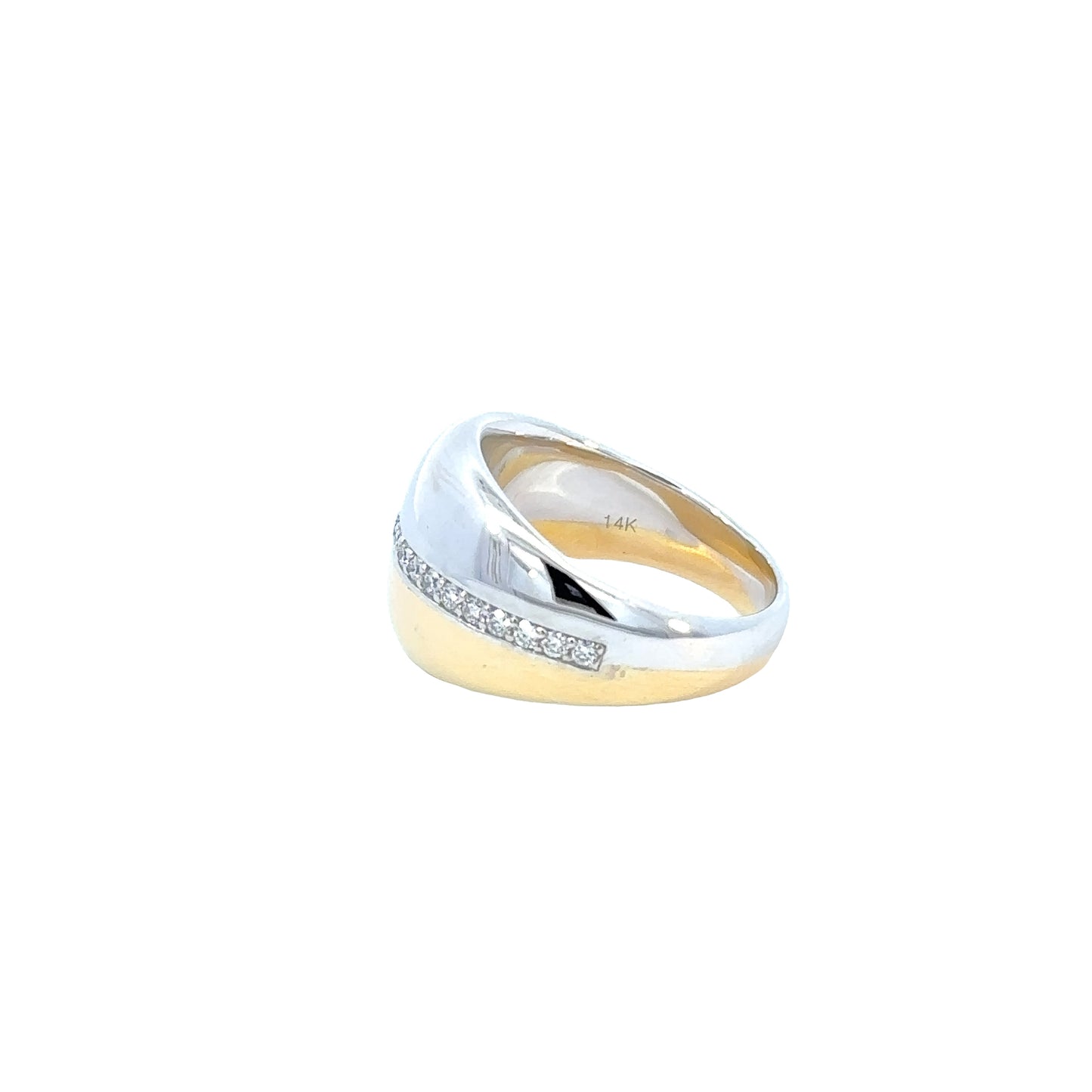Two-Tone Trendy Ring with Diamonds