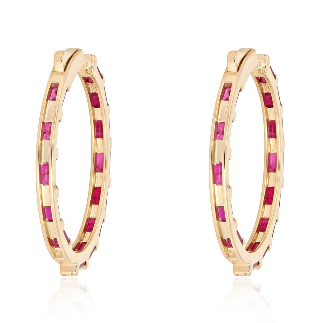 Ruby Hoops with Diamond Details