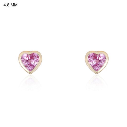 Pink Sapphire Mini Heart Studs