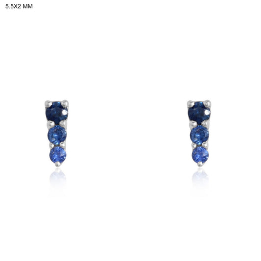 Extra small blue sapphire studs in white gold