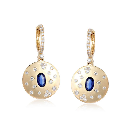 Small Sapphire Sparkle Medallion Earrings