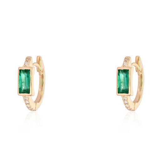 Mini Emerald earrings with diamonds