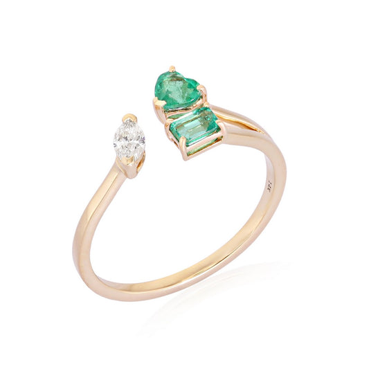 Minimalist Emeralds with Diamond Ring