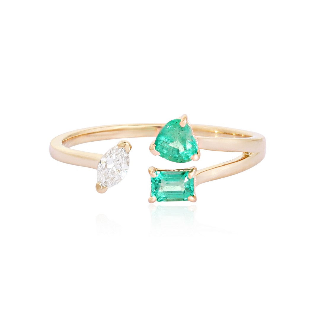 Minimalist Emeralds with Diamond Ring