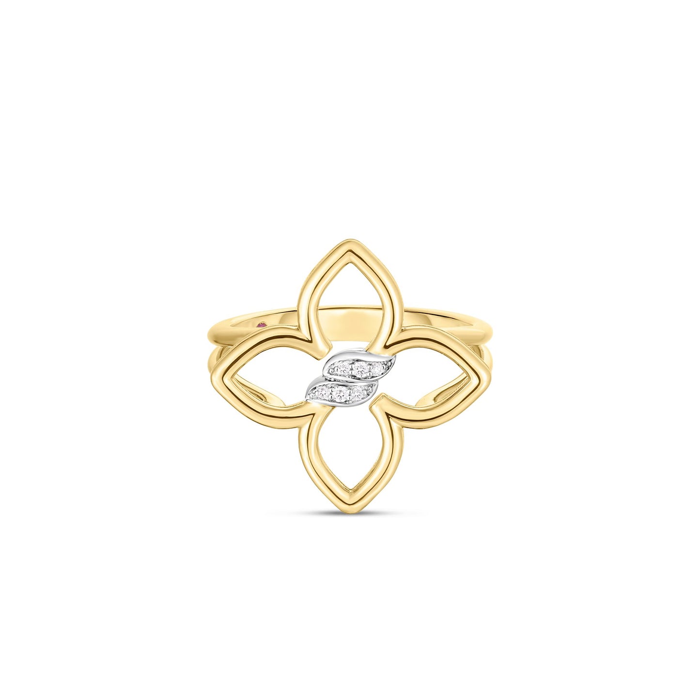 18K YELLOW/WHITE GOLD CIALOMA EXTRA SMALL DIAMOND FLOWER RING