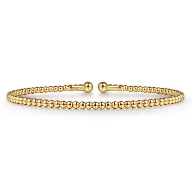 Split 14K Yellow Gold Beaded Bujukan Bangle