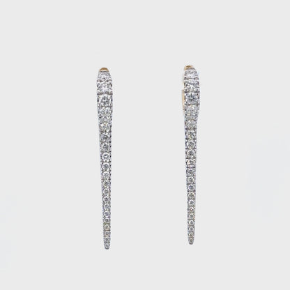 Large Elegant Spikes Diamond Earrings in Yellow Gold