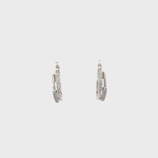 Elegant Mini Diamond Hoop Earrings in White Gold