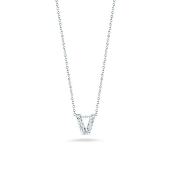LOVE LETTER 'V' PENDANT WITH DIAMONDS