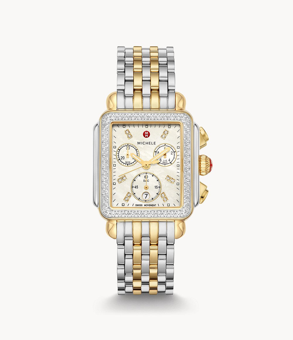 DECO TWO-TONE 18K GOLD DIAMOND WATCH
