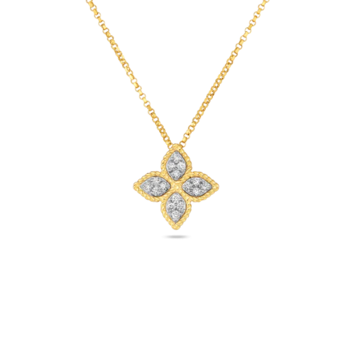 18K W PRINCESS FLOWER MEDIUM DIAMOND FLOWER NECKLACE