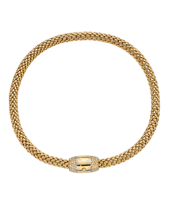 Flex'it necklace with ornamental clasp and diamond pavé