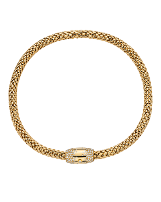 Flex'it necklace with ornamental clasp and diamond pavé