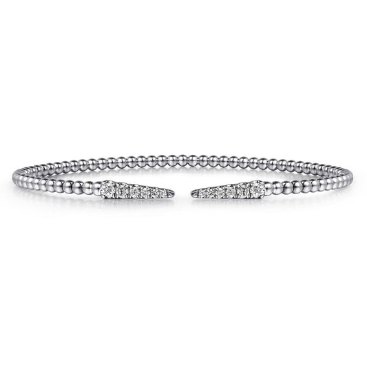 14K White Gold Bujukan Diamond Spikes Split Bangle