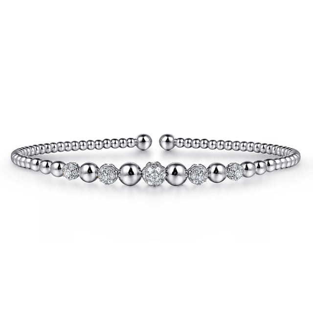 14K White Gold Diamond Bangle