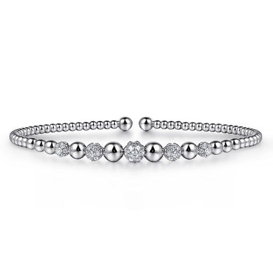 14K White Gold Diamond Bangle