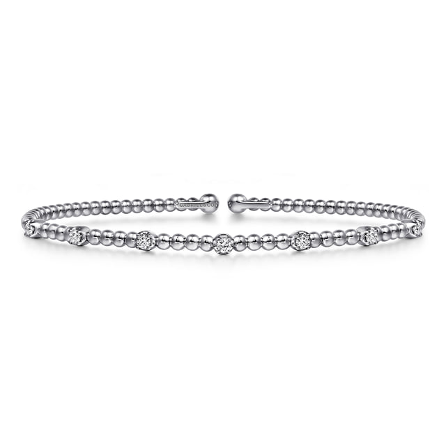 14K White Gold Diamond Bangle