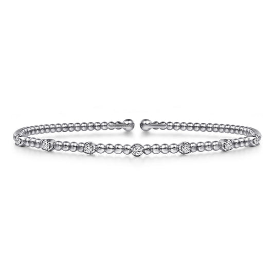 14K White Gold Diamond Bangle