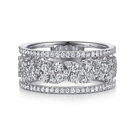 14K White Gold Diamond Marquise Easy Stackable Ring