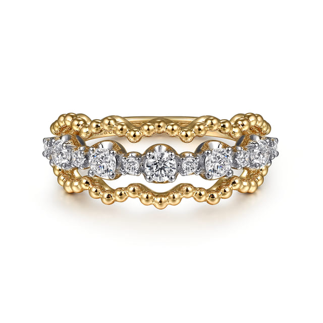 14K White Yellow Gold Bujukan Diamond Fashion Ring