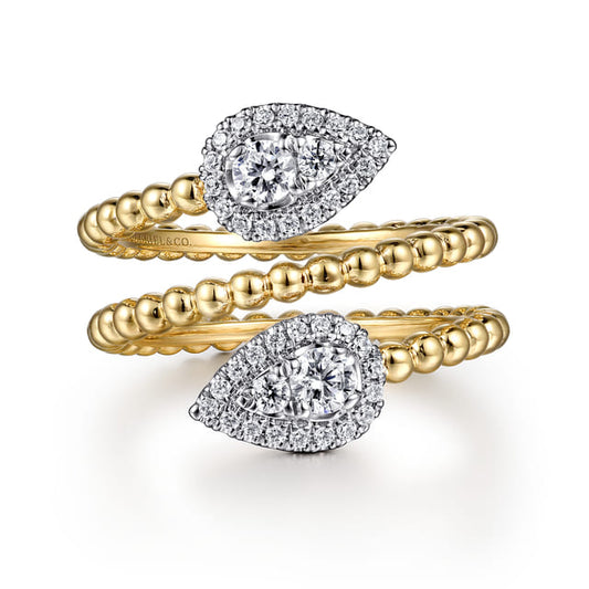 14K White Yellow Gold Diamond Wrap Ring-Bujukan
