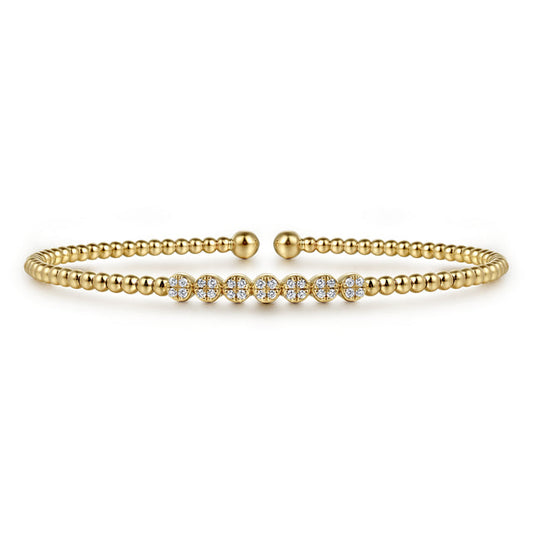 14K Yellow Gold Beaded Diamond Bangle-Bujukan