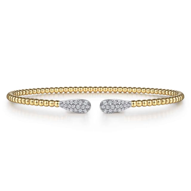 14K Yellow Gold Bujukan Diamond Teardrops Bangle