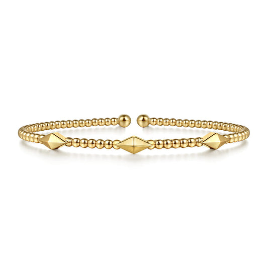 14K Yellow Gold Bujukan Pyramid Stations Bangle