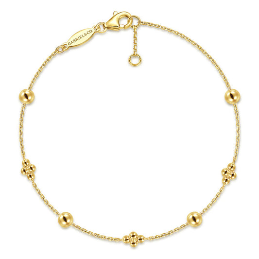 14K Yellow Gold Clover Station Bracelet-Bujukan
