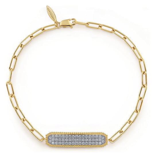 14K Yellow Gold Diamond Bar Chain Bracelet