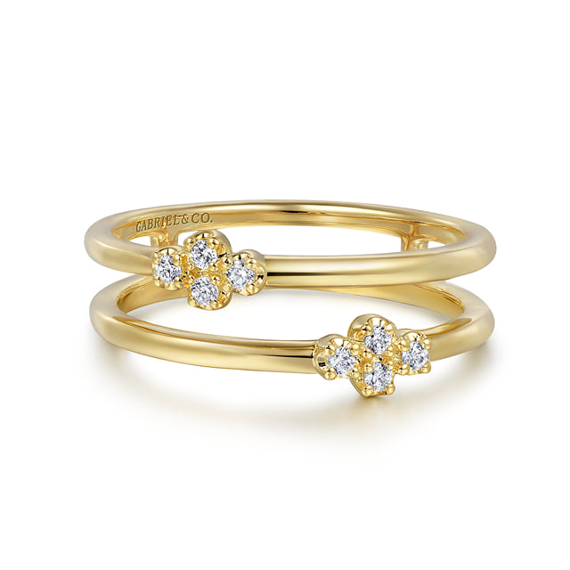 14K Yellow Gold Diamond Easy Stackable Ring 0.08ct