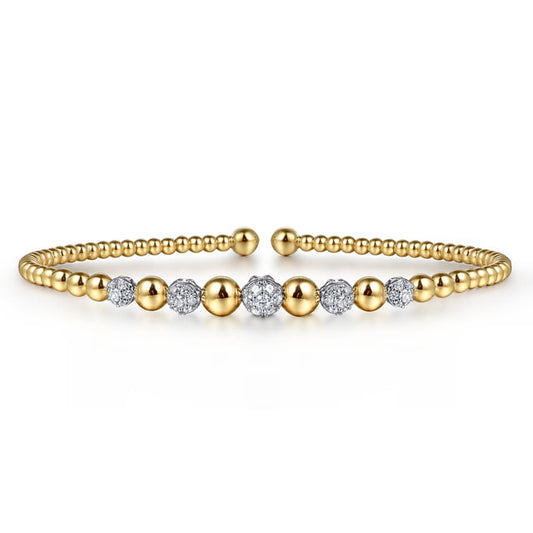 14K Yellow-White Gold Bujukan Diamond Stations Bangle