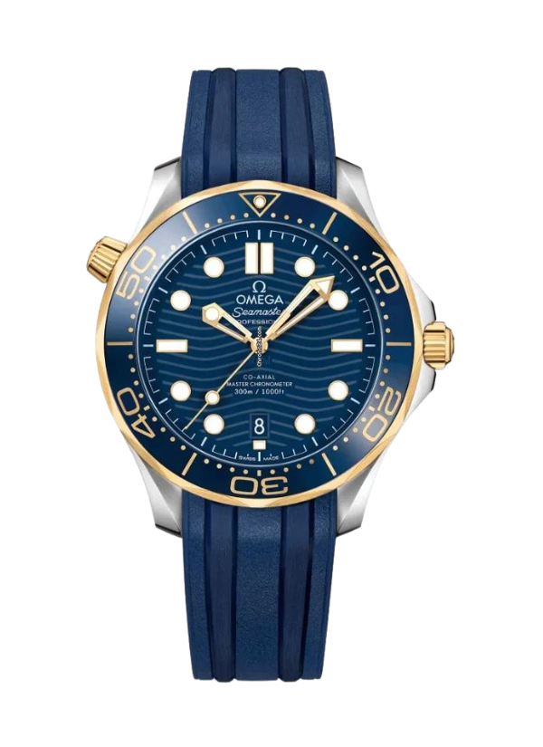 SEAMASTER DIVER 300M 42 MM, STEEL ‑ YELLOW GOLD ON RUBBER STRAP