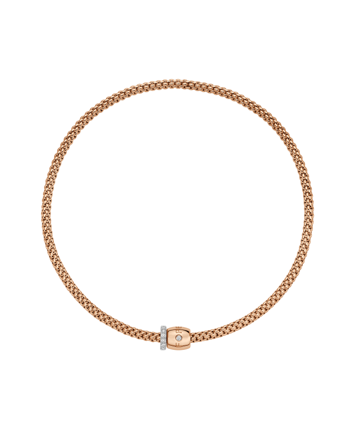 Flex'it necklace with ornamental clasp and diamond pavé