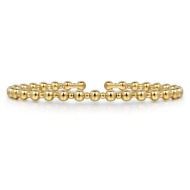 Beaded Bangle Bracelet Cuff 14K Yellow Gold Bujukan