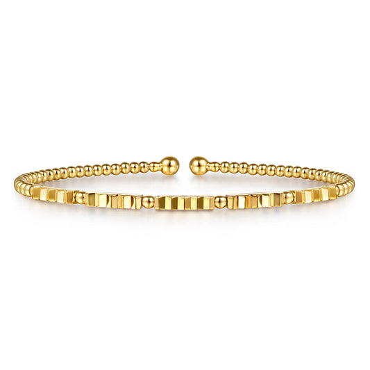 Beaded Bangle Bracelet Cuff 14K Yellow Gold Diamond Bujukan