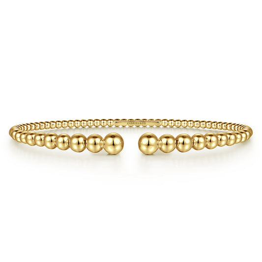Beaded Open Bangle Bracelet 14K Yellow Gold Bujukan