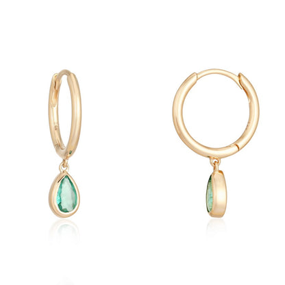 Single Emerald Mini Drop Earrings