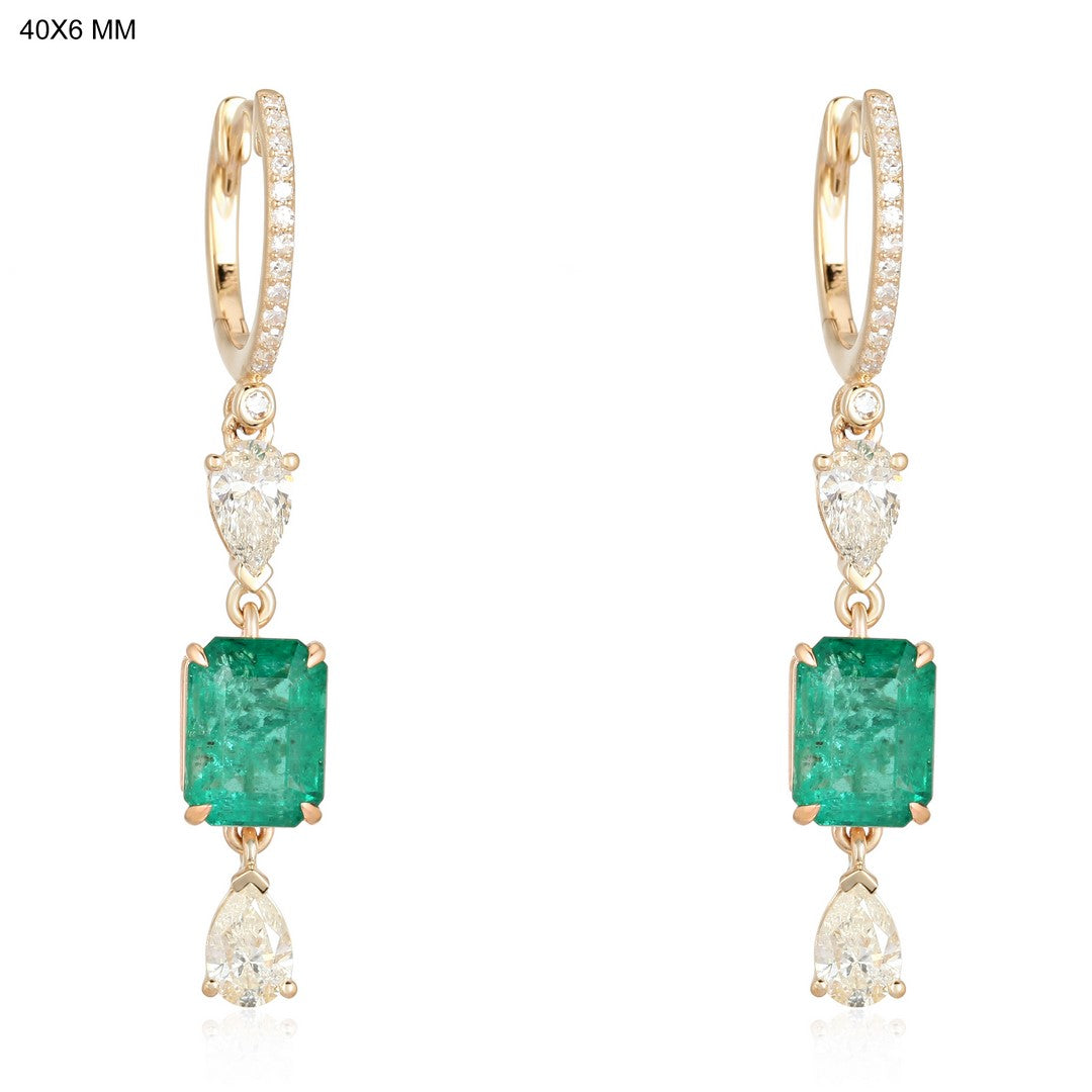 Sophisticated emerald with diamonds drop earrings