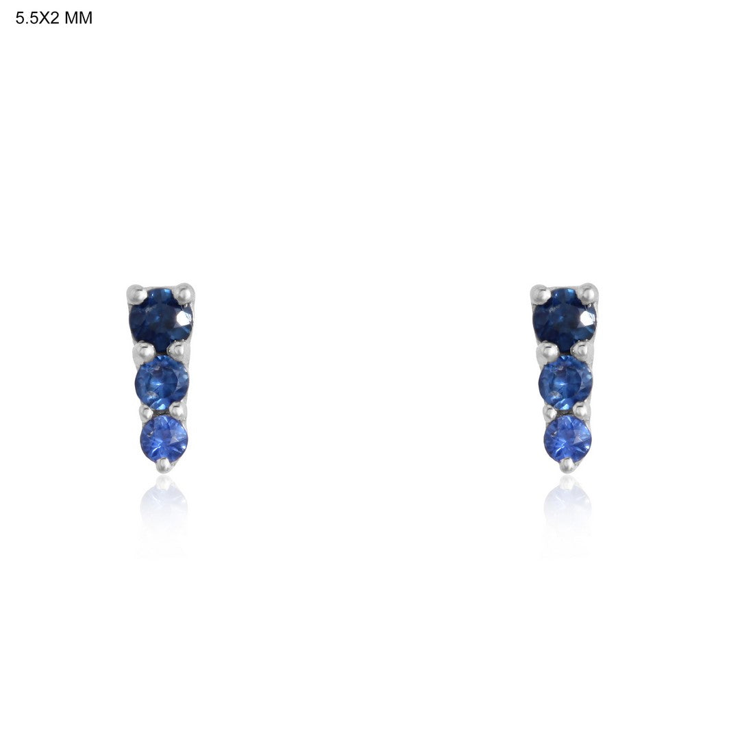 Extra small blue sapphire studs in white gold