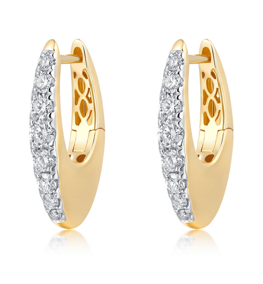 Chunky golden earrings with diamonds