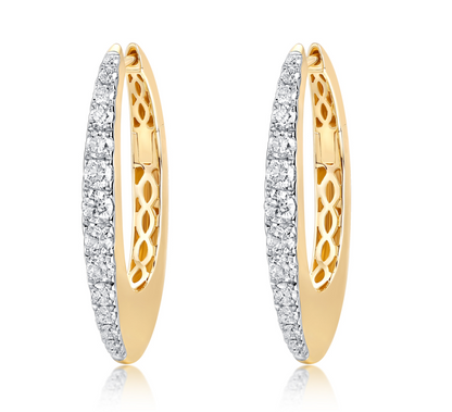 Chunky golden earrings with diamonds