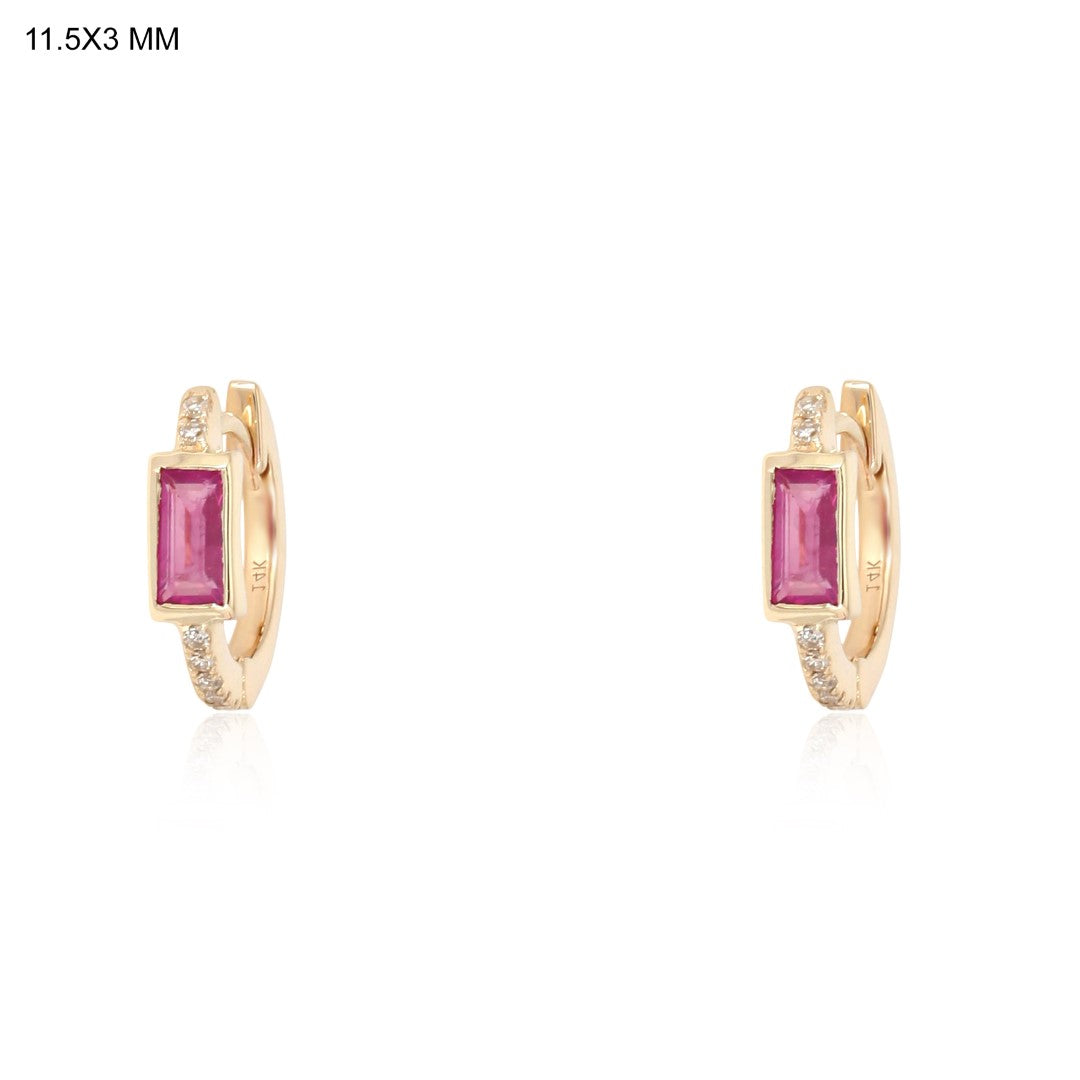 Single Pink Sapphire Small earring with diamonds