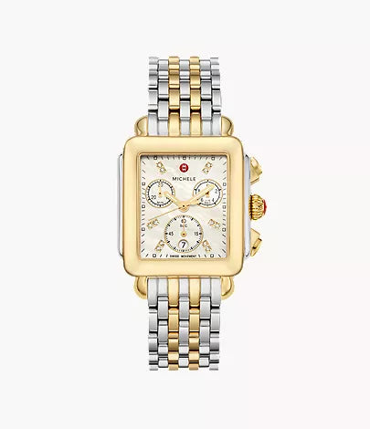 Deco Two-Tone 18K Gold-Plated Diamond Dial Watch