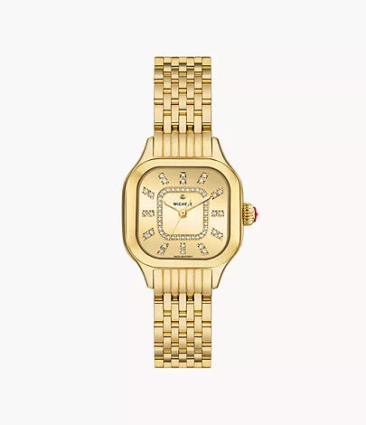 Meggie 18K Gold-Plated Diamond Dial Watch
