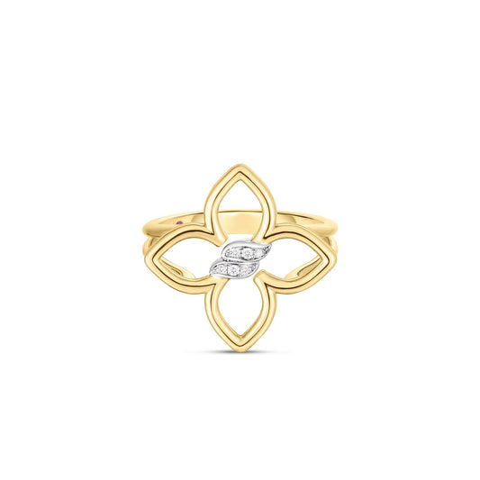 18K YELLOW/WHITE GOLD CIALOMA EXTRA SMALL DIAMOND FLOWER RING